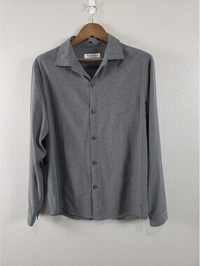 Mens Tommy Bahama Large Grey Button Up Long Sleeve Light Weight